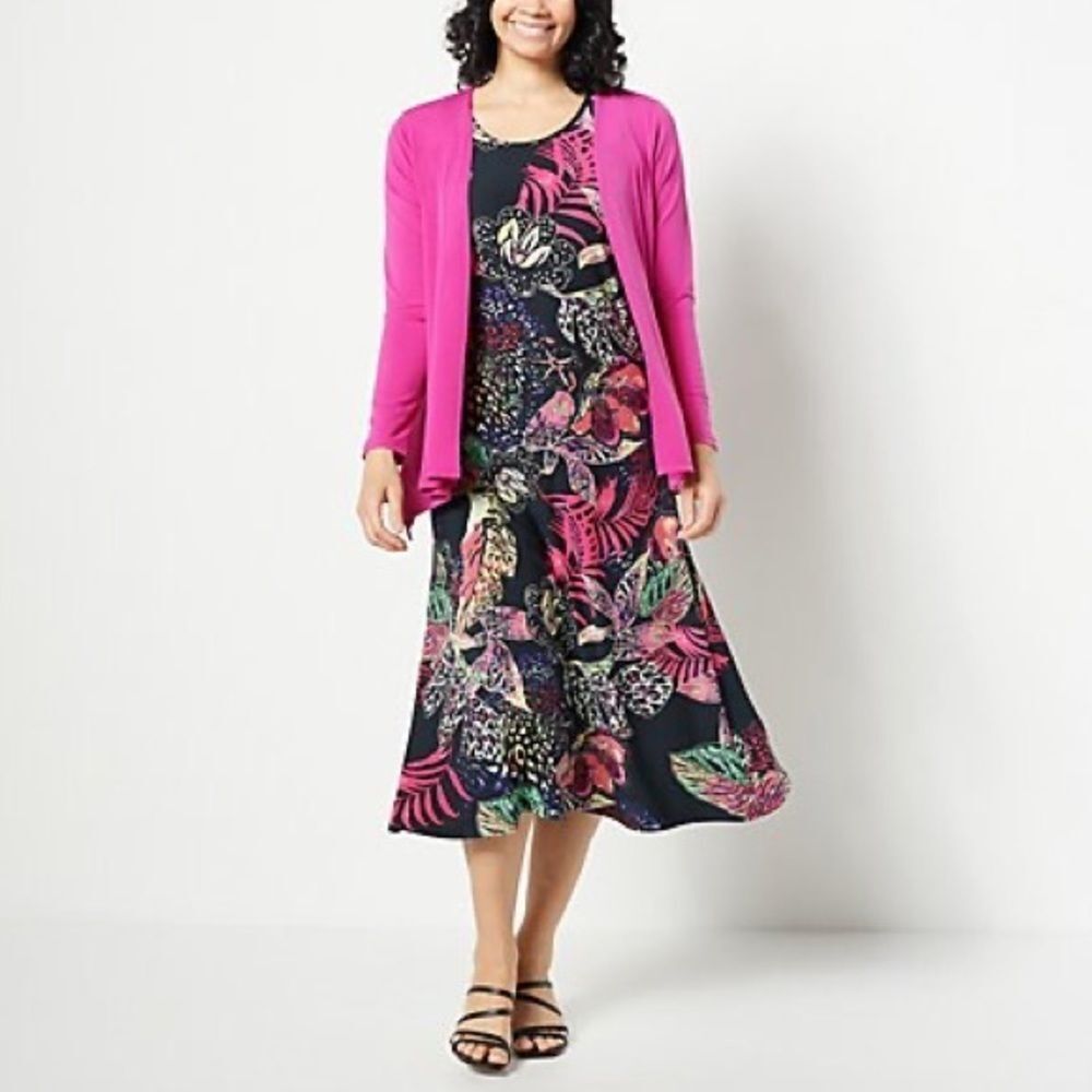 Attitudes by Renee Tall Como Jersey Midi Dress & Cardigan Set
